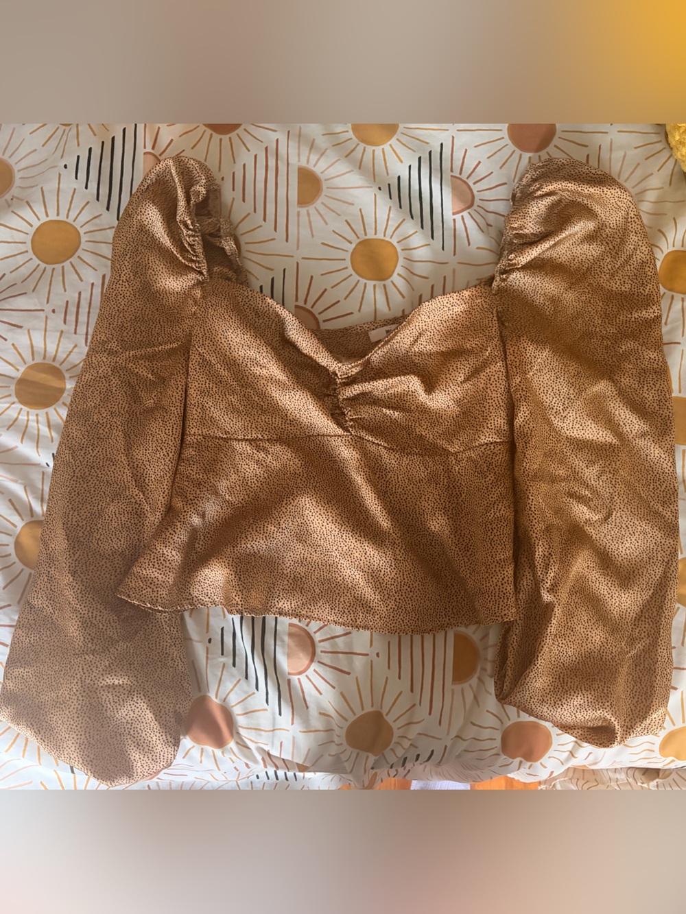 Francesca's Collections Copper Brown Puff-Sleeve Top